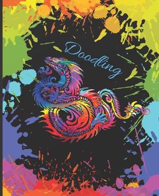 Cover of Rainbow Red Dragon on Black Colorful Splatter Cute Gift Sketch Book Blank Paper Journal for Doodling Sketching Coloring or Writing