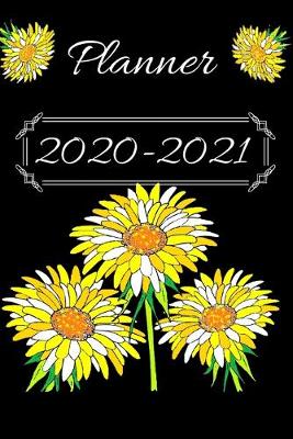 Cover of Yellow & White Daisies on Black 25 Month Weekly Planner Dated Calendar for Women & Girls