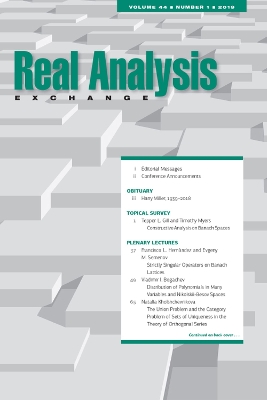 Cover of Real Analysis Exchange 44, No. 1