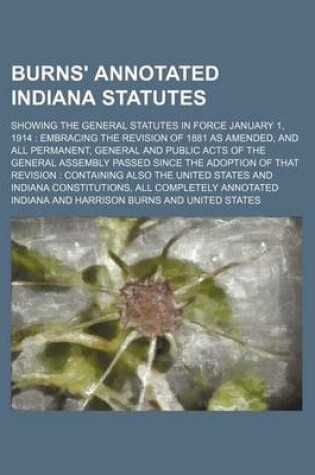 Cover of Burns' Annotated Indiana Statutes; Showing the General Statutes in Force January 1, 1914 Embracing the Revision of 1881 as Amended, and All Permanent, General and Public Acts of the General Assembly Passed Since the Adoption of That Revision Containing