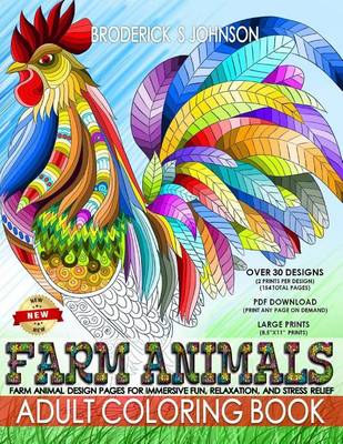 Book cover for Farm Animals Adult Coloring Book