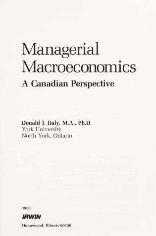 Cover of Can Mgrl Macroecon