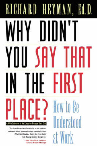 Cover of Why Didn't You Say That in the First Place?