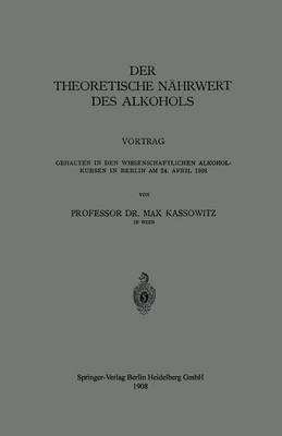 Book cover for Der Theoretische Nahrwert Des Alkohols