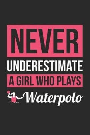 Cover of Never Underestimate A Girl Who Plays Waterpolo - Waterpolo Training Journal - Waterpolo Notebook - Gift for Waterpolo Player