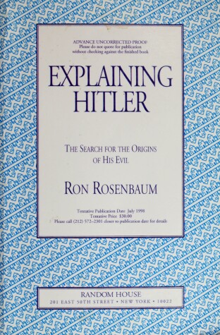 Book cover for Explaining Hitler Educ Issue