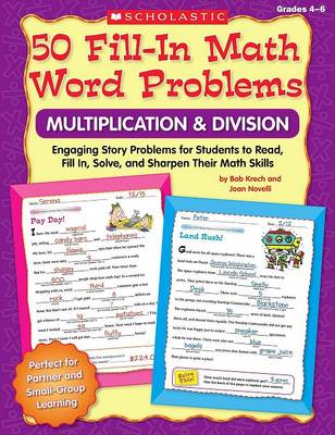 Book cover for 50 Fill-In Math Word Problems: Multiplication & Division