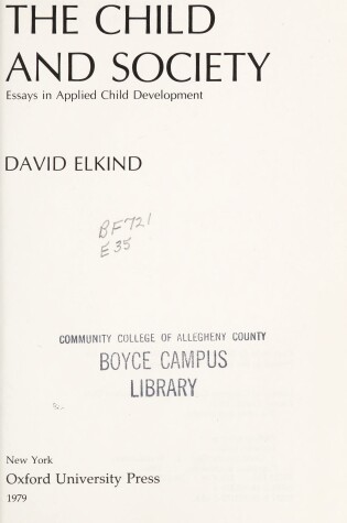 Cover of Child and Society