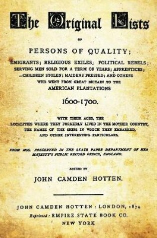 Cover of The Original Lists Of Persons Of Quality