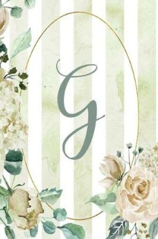 Cover of Notebook 6"x9", Letter G, Green Stripe Floral Design