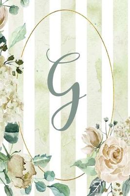 Cover of Notebook 6"x9", Letter G, Green Stripe Floral Design