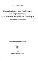Book cover for Glaubwuerdigkeit Und Quellenwert Der Tagbuecher Des Franzosischen Botschafters Paleologue