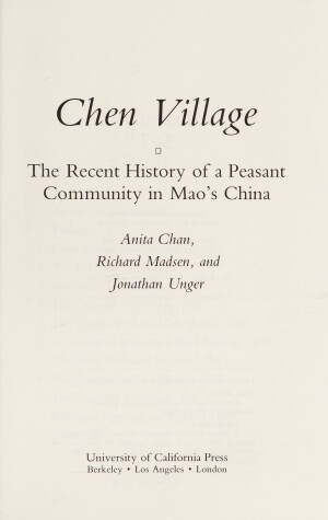 Book cover for Chan: Chen Village