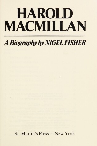 Cover of Harold MacMillan, a Biography