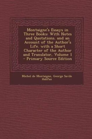 Cover of Montaigne's Essays in Three Books