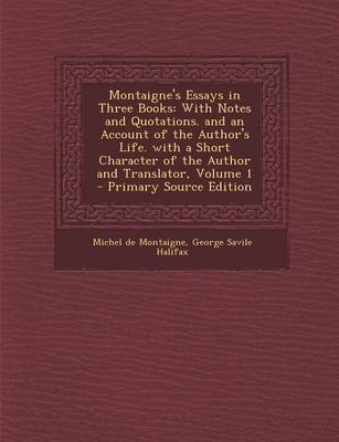 Book cover for Montaigne's Essays in Three Books