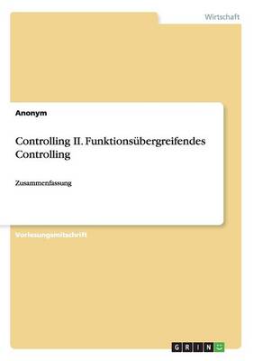 Book cover for Controlling II. Funktionsübergreifendes Controlling