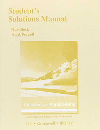 Book cover for Student's Solutions Manual for Calculus with Applications and Calculus with Applications, Brief Version