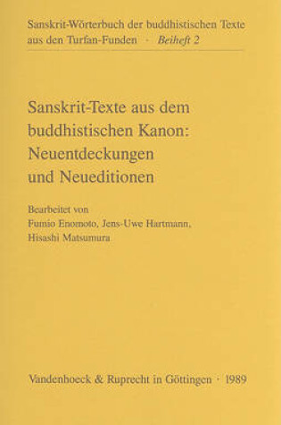 Cover of Sanskrit-Texte Aus Dem Buddhistischen Kanon, Neuentdeckungen Und Neueditionen