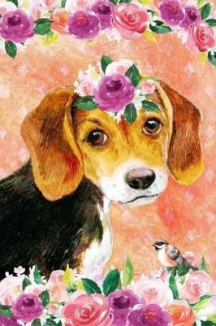 Cover of Bullet Journal Notebook for Dog Lovers Beagle Puppy in Flowers 5