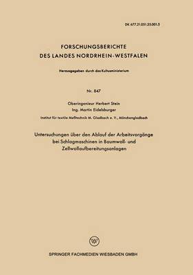 Book cover for Untersuchungen UEber Den Ablauf Der Arbeitsvorgange Bei Schlagmaschinen in Baumwoll- Und Zellwollaufbereitungsanlagen