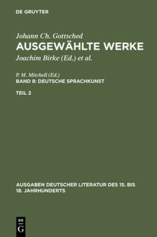 Cover of Ausgewahlte Werke, Bd 8/Tl 2, Ausgaben deutscher Literatur des 15. bis 18. Jahrhunderts Band 8/Teil 2