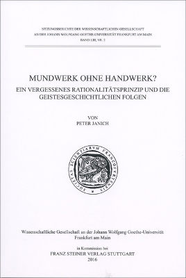 Cover of Mundwerk Ohne Handwerk?