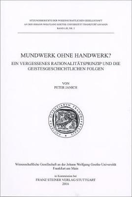 Book cover for Mundwerk Ohne Handwerk?