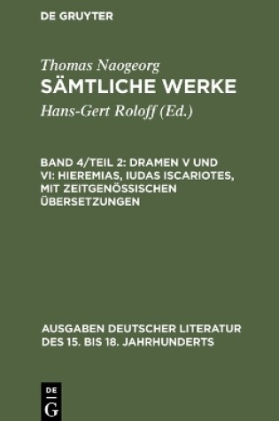 Cover of Samtliche Werke, Band 4/Teil 2, Dramen V und VI