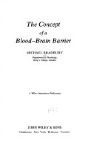 Cover of The Concept of a Blood Brain Barrier