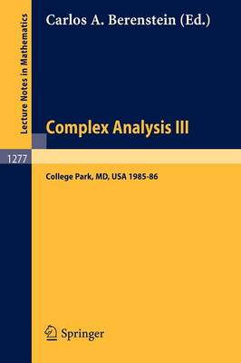 Book cover for Complex Analysis III