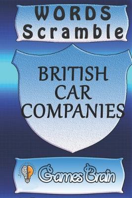 Book cover for word scramble BRITISH CAR COMPANIES games brain