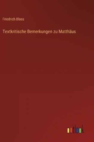 Cover of Textkritische Bemerkungen zu Matthäus