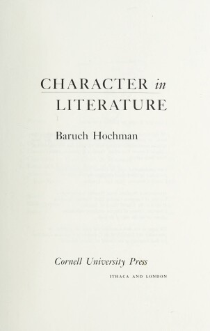 Book cover for Character in Literature