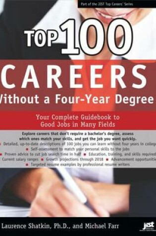 Cover of 100 Careers W/O 4-Yr Degree 10e PDF