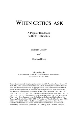 Cover of When Critics Ask