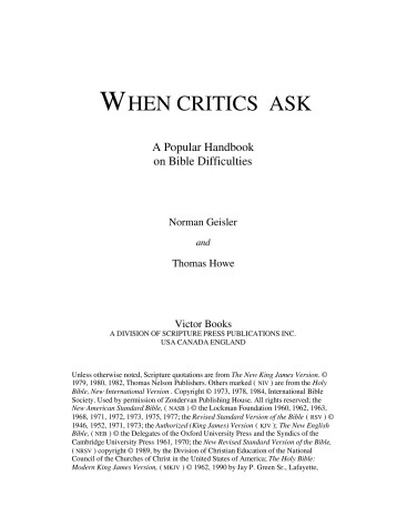 Book cover for When Critics Ask