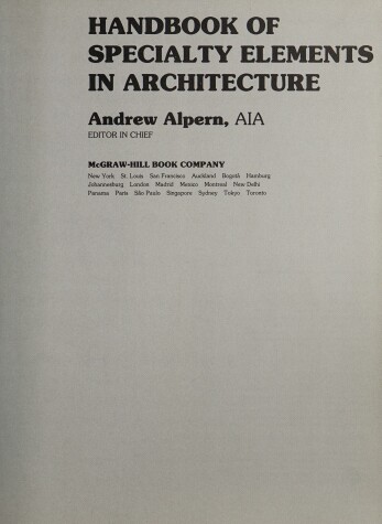 Book cover for Handbook of Speciality Elements in Architecture