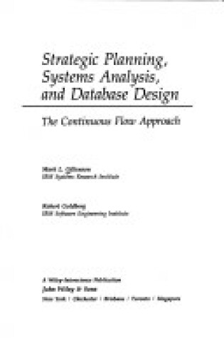 Cover of Strategic Planning, Systems Analysis and Data Base Design