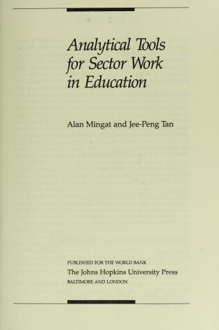 Cover of Analytical Tools for Sector Work in Education