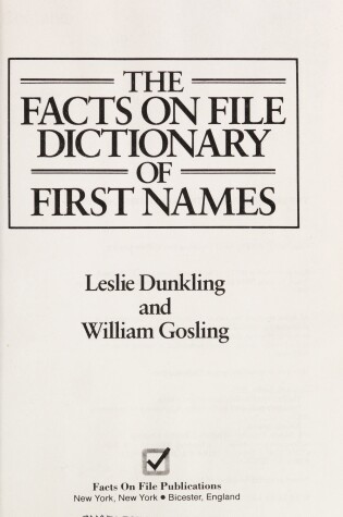 Cover of The Facts on File Dictionary of First Names