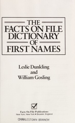 Book cover for The Facts on File Dictionary of First Names