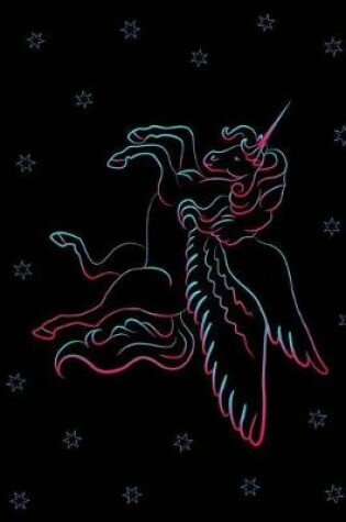 Cover of Unicorn with Wings in Neon on Black Journal