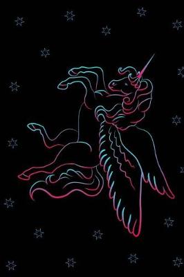 Book cover for Unicorn with Wings in Neon on Black Journal