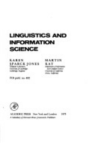 Cover of Linguistics and Information Science