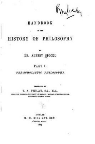 Cover of Handbook of the History of Philosophy - Part I