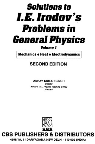 Cover of Solutions to I.E.Irodov's Problems in General Physics