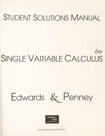 Book cover for Student Solutions Manual for Multivariable Calculus