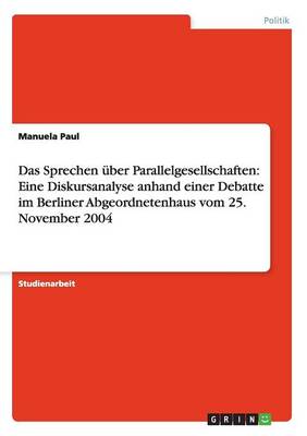 Book cover for Das Sprechen uber Parallelgesellschaften