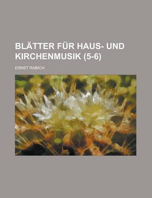 Book cover for Blatter Fur Haus- Und Kirchenmusik (5-6 )